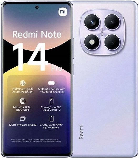 Xiaomi Redmi Note 14 Pro Dual Sim 256GB Lavender Purple (8GB RAM) - Global Version