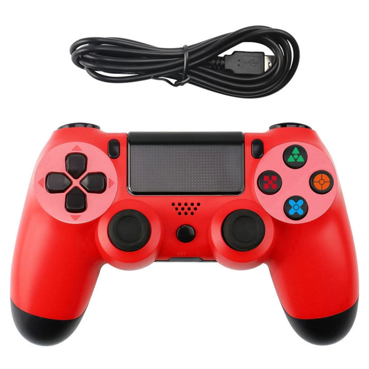 Snowflake Button Wired Gamepad Game Handle Controller for PS4 (Red)